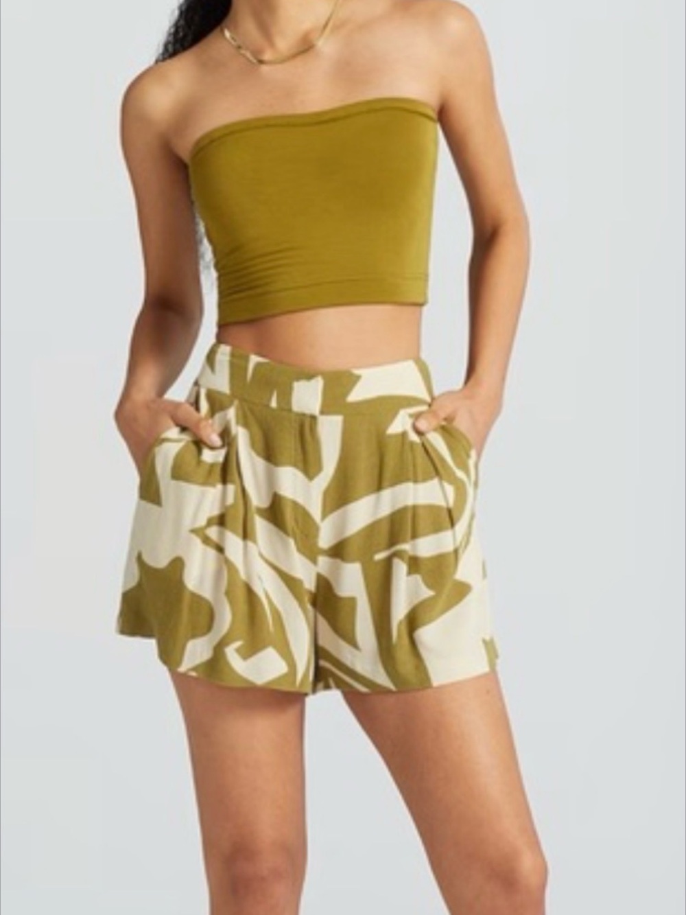 Gabrielle Union Olive Green Strapless Tube Top XL NWT Stretch Rayon